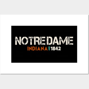 Notre Dame Retro EST. 1842 Posters and Art